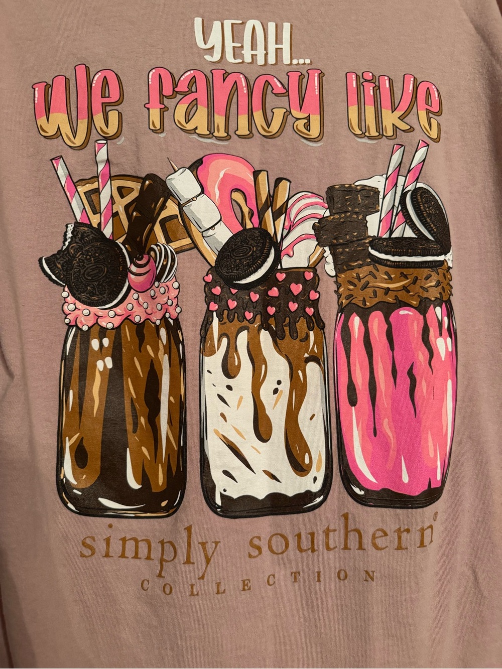 Simply Southern Mauve Pink Long-Sleeve Kids Tee with Milkshake Graphic - Picture 3 of 3
